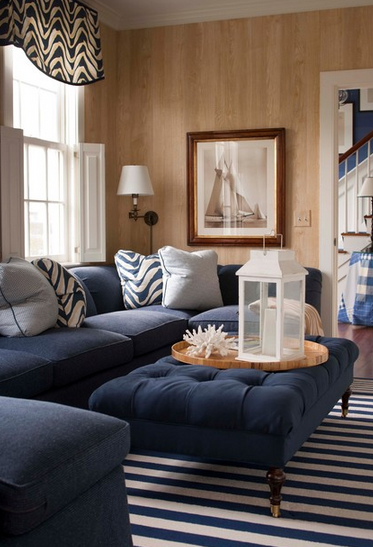 nautical home design with pickled wood paneling