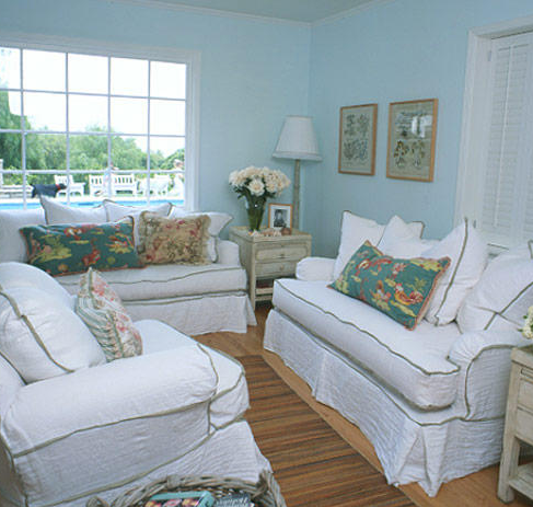 piped slipcovers for coastal style