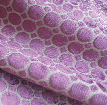 Radiant Orchid designer fabric in geometric pattern
