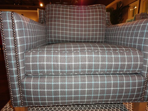 plaid chair showing quality upholstery technique