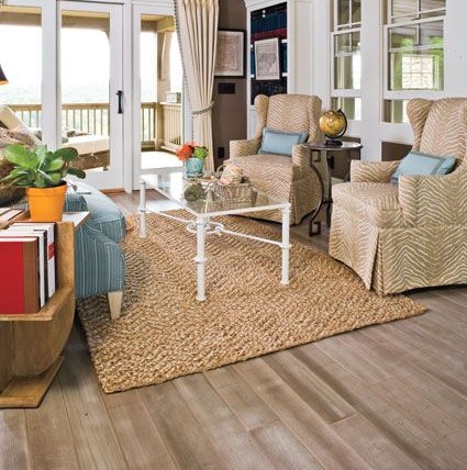 limed oak floor in beach home