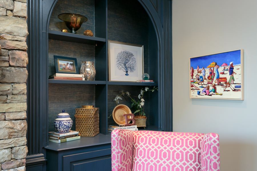 dark blue custom shelving