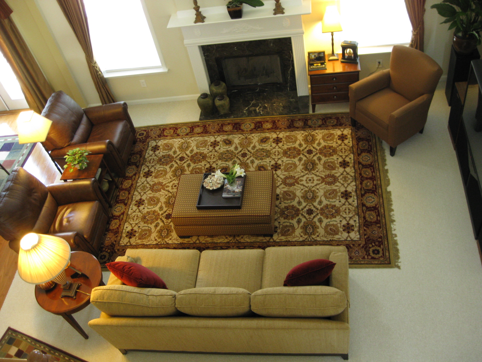 living room furniture and rugs