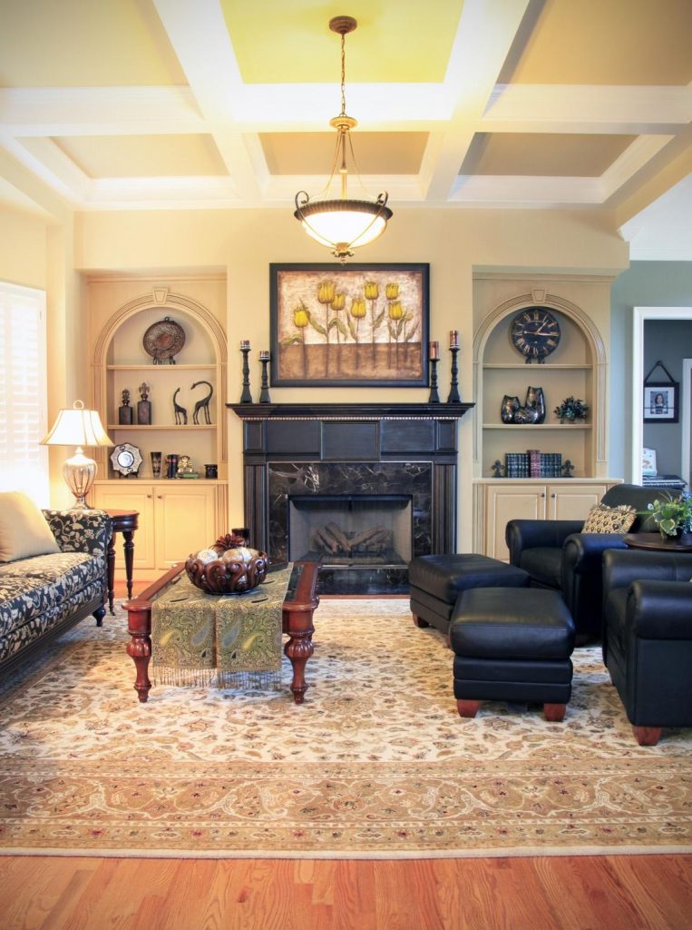 custom shelving in a designer room